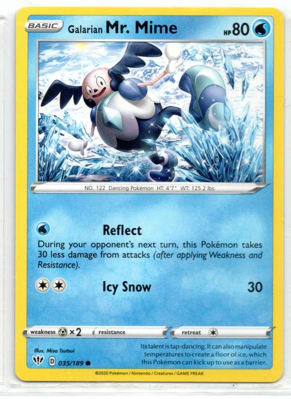 2020 Pokemon Nintendo Creatures GAMEFREAK - Darkness Ablaze Galarian Mr. Mime 35/189 Common