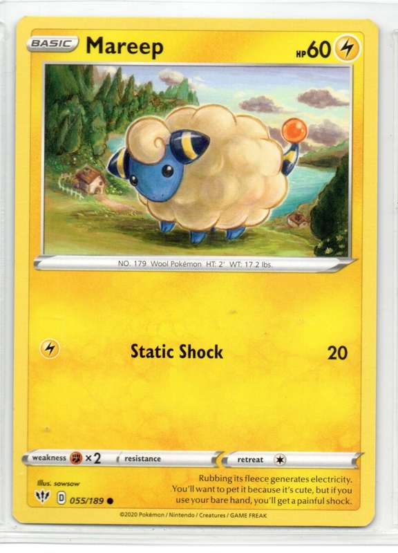 2020 Pokemon Nintendo Creatures GAMEFREAK - Darkness Ablaze Mareep 55/189 Common