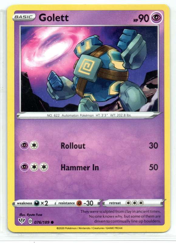 2020 Pokemon Nintendo Creatures GAMEFREAK - Darkness Ablaze Golett 76/189 Common