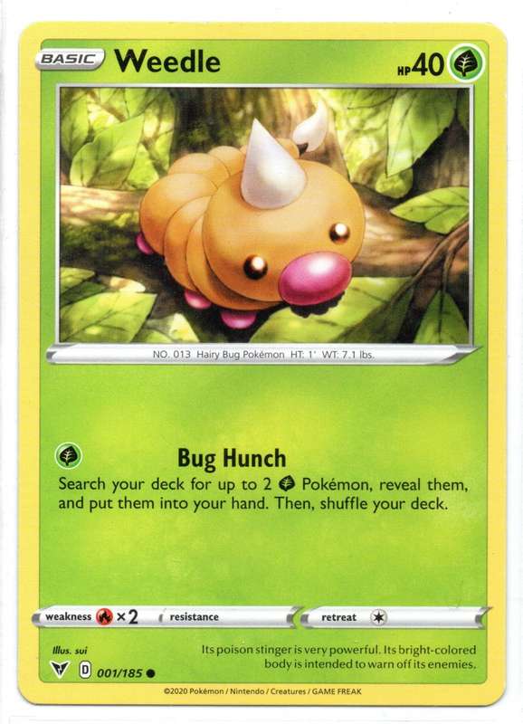 2020 Pokemon Nintendo Creatures GAMEFREAK - Vivid Voltage Weedle 1/185 Common