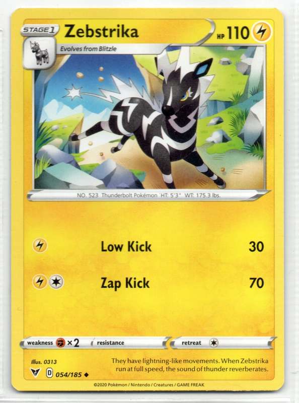 2020 Pokemon Nintendo Creatures GAMEFREAK - Vivid Voltage Zebstrika 54/185 Uncommon