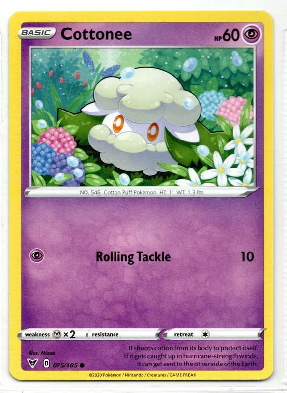 2020 Pokemon Nintendo Creatures GAMEFREAK - Vivid Voltage Cottonee 75/185 Common