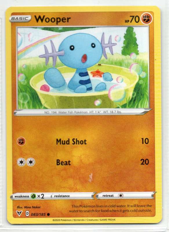 2020 Pokemon Nintendo Creatures GAMEFREAK - Vivid Voltage Wooper 83/185 Common