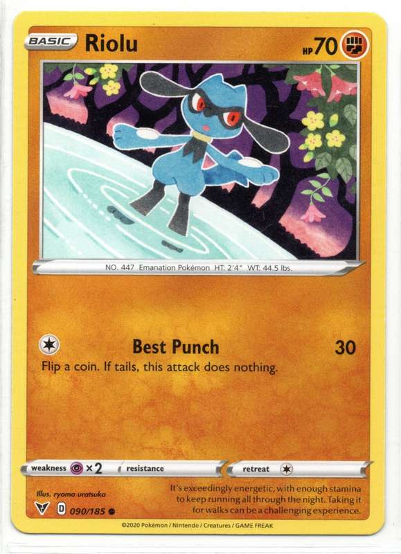 2020 Pokemon Nintendo Creatures GAMEFREAK - Vivid Voltage Riolu 90/185 Common