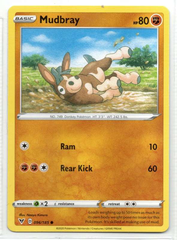 2020 Pokemon Nintendo Creatures GAMEFREAK - Vivid Voltage Mudbray 96/185 Common