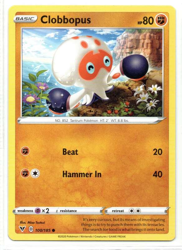 2020 Pokemon Nintendo Creatures GAMEFREAK - Vivid Voltage Clobbopus 100/185 Common
