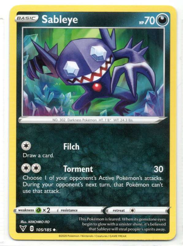 2020 Pokemon Nintendo Creatures GAMEFREAK - Vivid Voltage Sableye 105/185 Uncommon