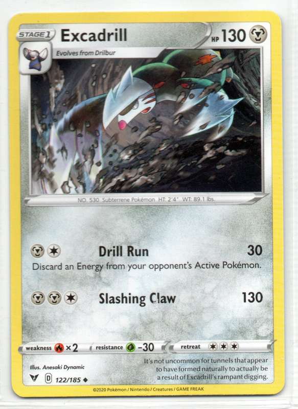 2020 Pokemon Nintendo Creatures GAMEFREAK - Vivid Voltage Excadrill 122/185 Uncommon