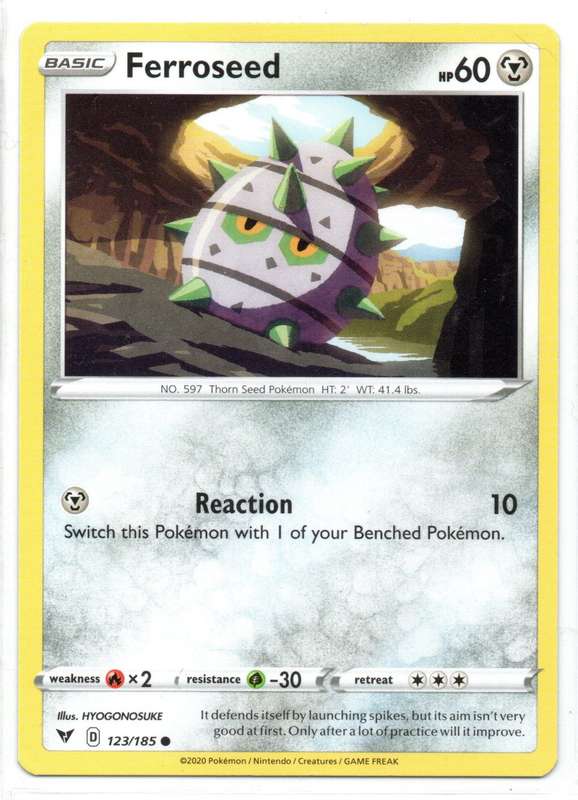2020 Pokemon Nintendo Creatures GAMEFREAK - Vivid Voltage Ferroseed 123/185 Common