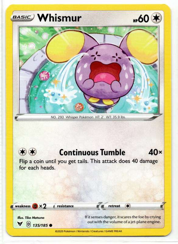 2020 Pokemon Nintendo Creatures GAMEFREAK - Vivid Voltage Whismur 135/185 Common