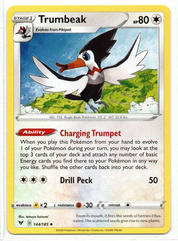 2020 Pokemon Nintendo Creatures GAMEFREAK - Vivid Voltage Trumbeak 144/185 Uncommon