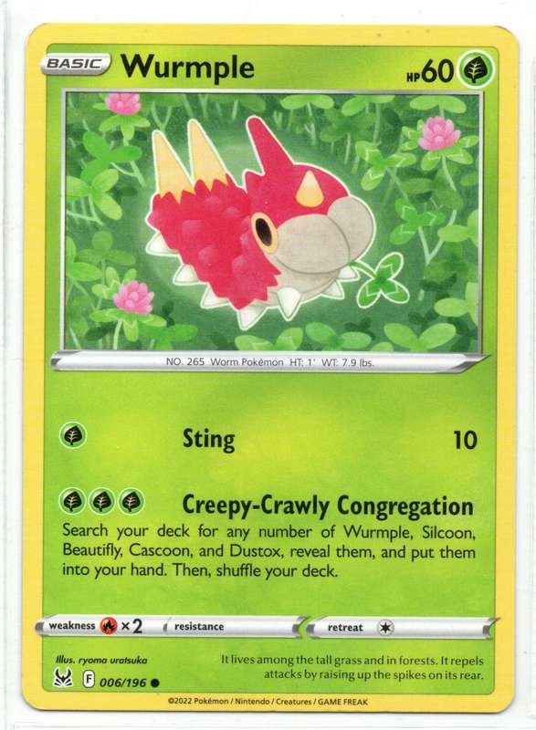 2022 Pokemon Nintendo Creatures GAMEFREAK - Lost Origin - Wurmple 6/196 Common
