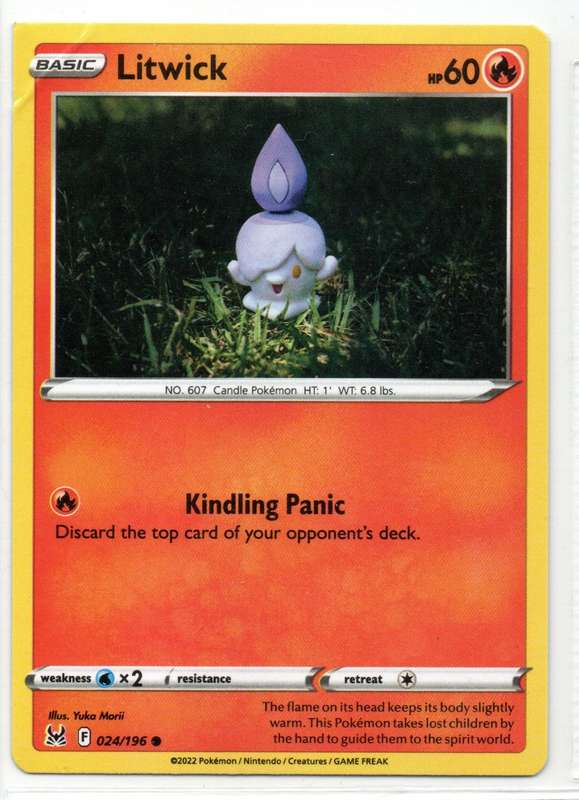 2022 Pokemon Nintendo Creatures GAMEFREAK - Lost Origin - Litwick 24/196 Common