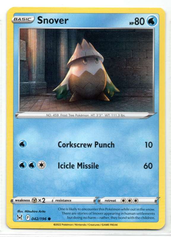 2022 Pokemon Nintendo Creatures GAMEFREAK - Lost Origin - Snover 42/196 Common