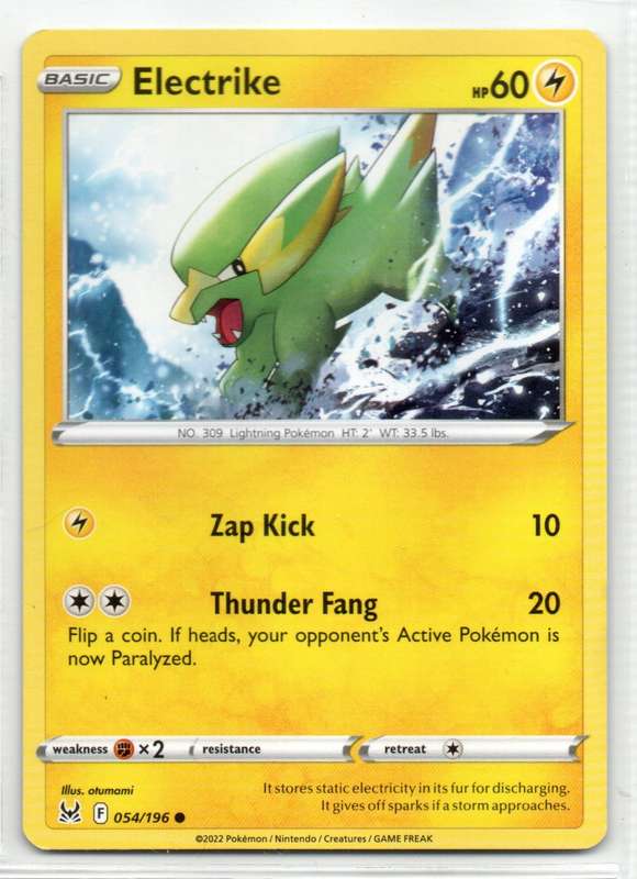 2022 Pokemon Nintendo Creatures GAMEFREAK - Lost Origin - Electrike 54/196 Common