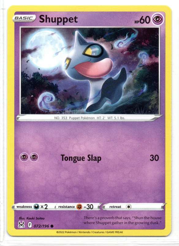 2022 Pokemon Nintendo Creatures GAMEFREAK - Lost Origin - Shuppet 72/196 Common