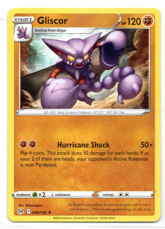 2022 Pokemon Nintendo Creatures GAMEFREAK - Lost Origin - Gliscor 96/196 Rare