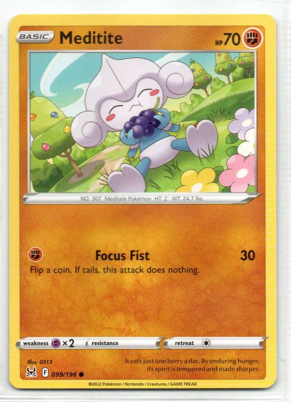 2022 Pokemon Nintendo Creatures GAMEFREAK - Lost Origin - Meditite 99/196 Common