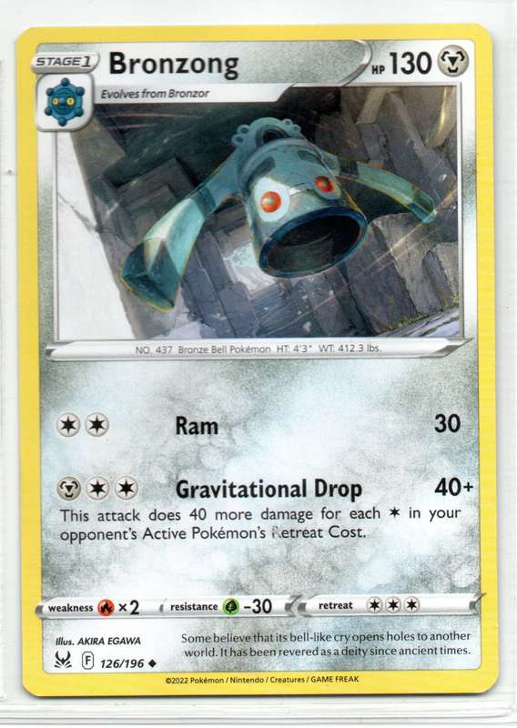 2022 Pokemon Nintendo Creatures GAMEFREAK - Lost Origin - Bronzong 126/196 Uncommon