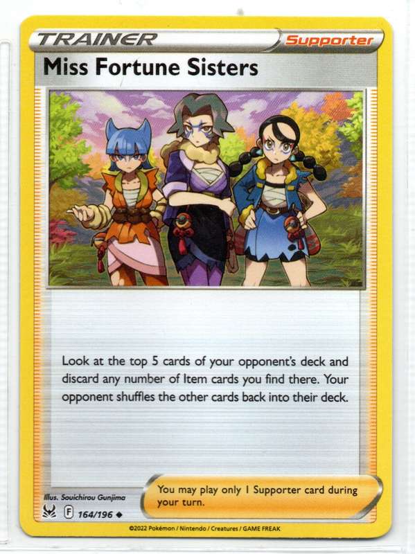 2022 Pokemon Nintendo Creatures GAMEFREAK - Lost Origin - Trainer Miss Fortune Sisters 164/196 Uncom