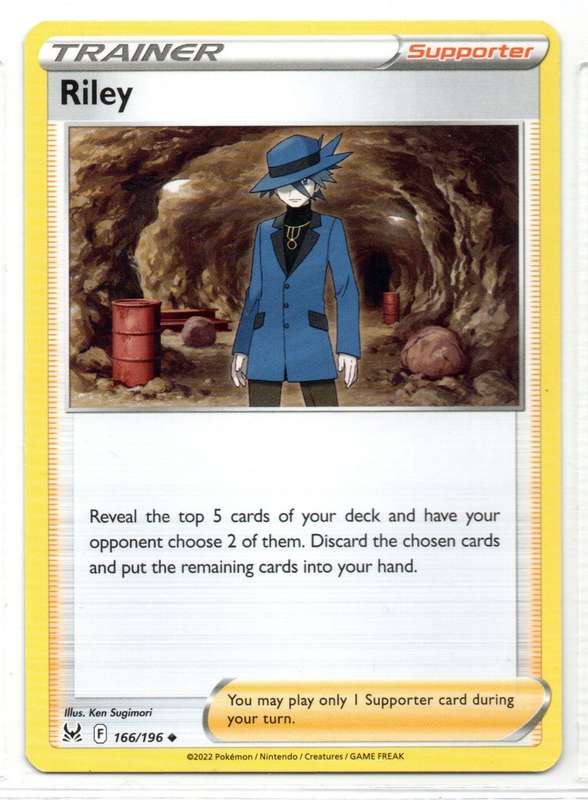 2022 Pokemon Nintendo Creatures GAMEFREAK - Lost Origin - Trainer Riley 166/196 Uncommon