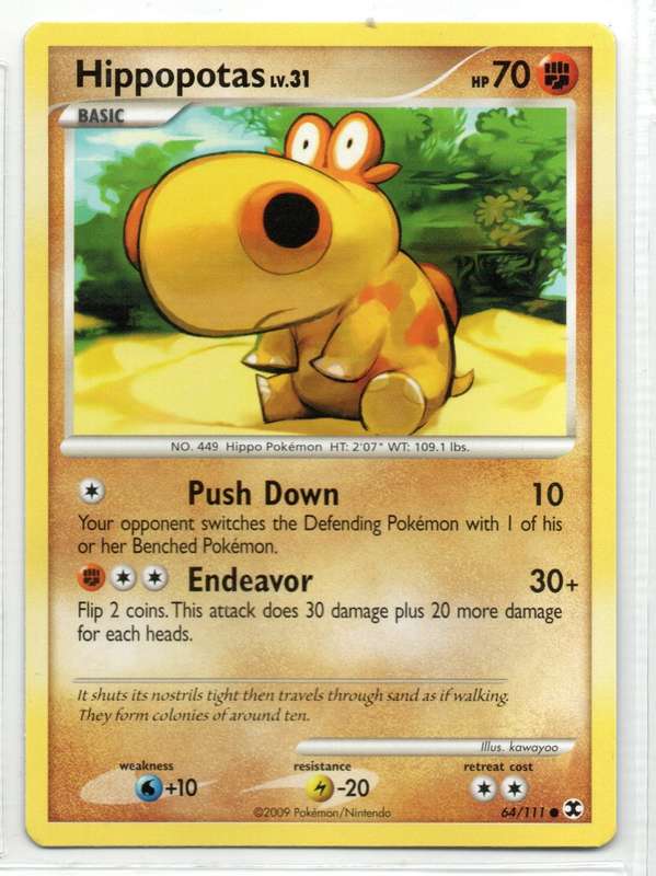 2009 Pokemon/Nintendo - Rising Rivals - Hippopotas 64/111 Common