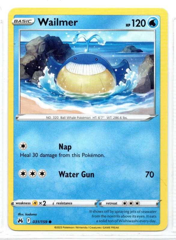 2023 Pokemon/Nintendo/Creatures/ GAMEFREAK - Crown Zenith - Wailmer 31/159 Common