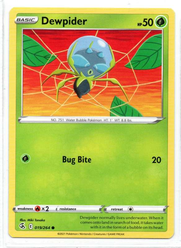 2021 Pokemon/Nintendo/Creatures/GAMEFREAK - Fusion Strike - Dewpider 19/264 Common