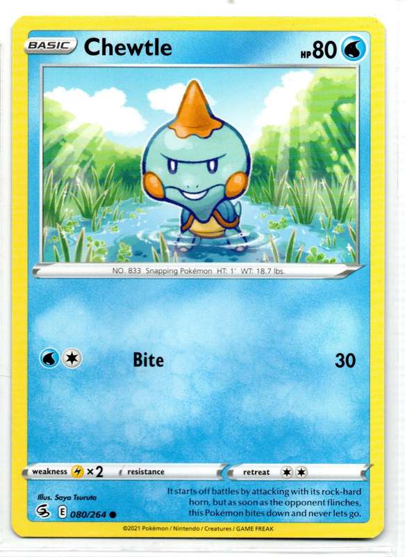 2021 Pokemon/Nintendo/Creatures/GAMEFREAK - Fusion Strike - Chewtle 80/264 Common