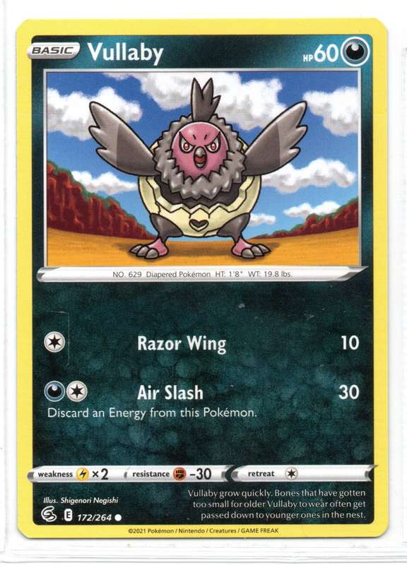 2021 Pokemon/Nintendo/Creatures/GAMEFREAK - Fusion Strike - Vullaby 172/264 Common
