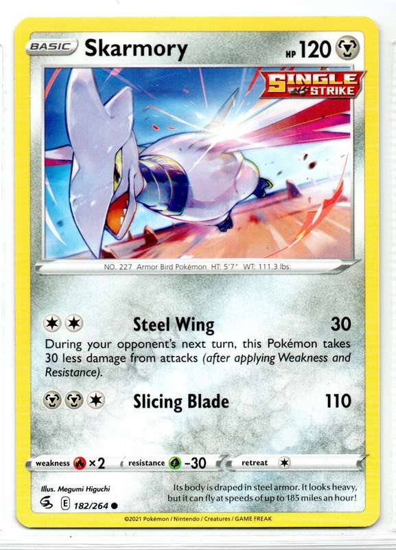 2021 Pokemon/Nintendo/Creatures/GAMEFREAK - Fusion Strike - Skarmory 182/264 Common