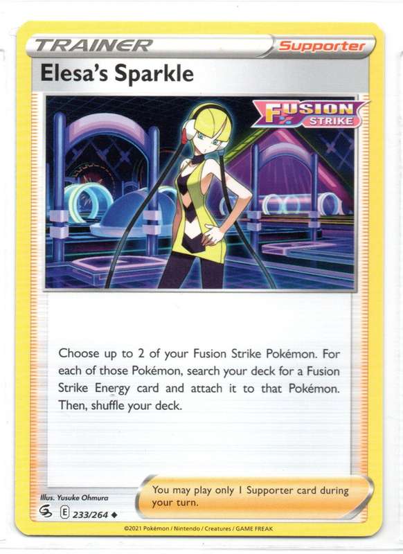 2021 Pokemon/Nintendo/Creatures/GAMEFREAK - Fusion Strike - Trainer Elesa`s Sparkle 233/24 Uncommon