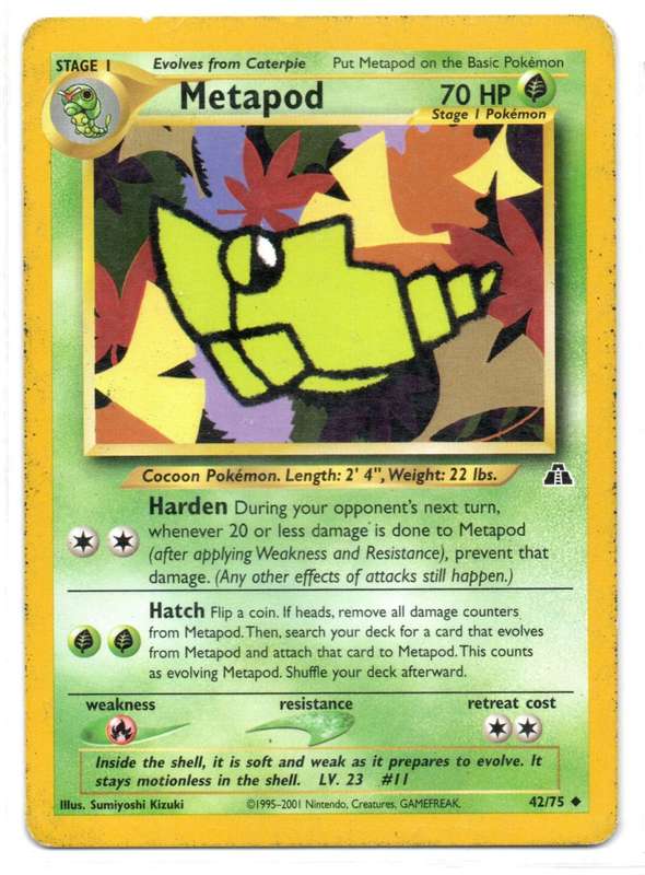 1995-2001 Nintendo, Creatures, GAMEFREAK - Neo Discovery - Pokemon Metapod 42/75 Uncommon