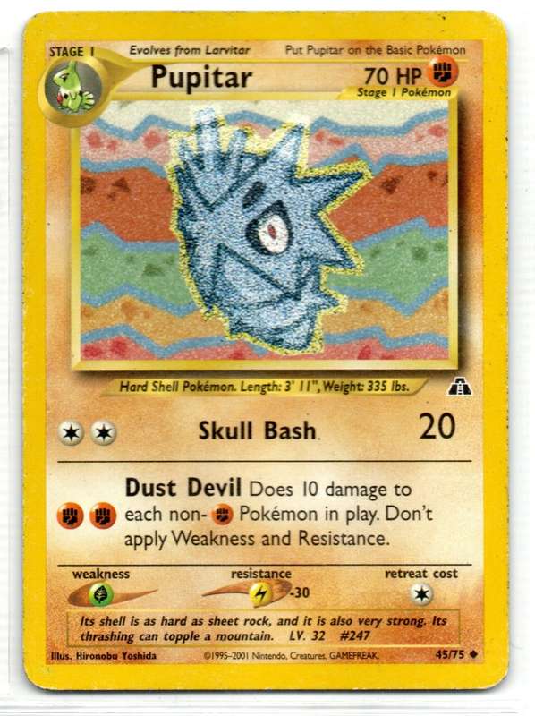 1995-2001 Nintendo, Creatures, GAMEFREAK - Neo Discovery - Pokemon Pupitar 45/75 Uncommon