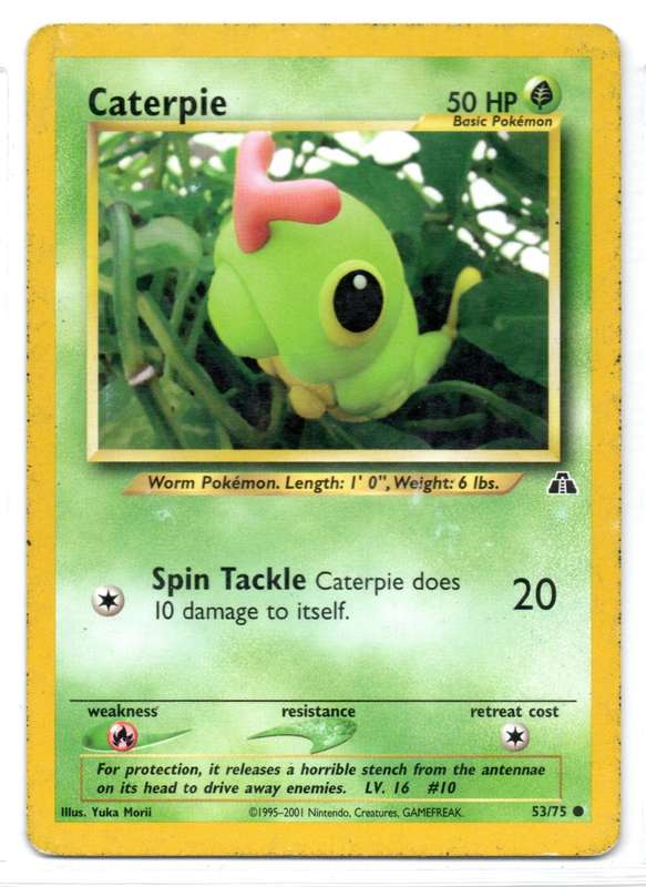 1995-2001 Nintendo, Creatures, GAMEFREAK - Neo Discovery - Pokemon Caterpie 53/75 Common