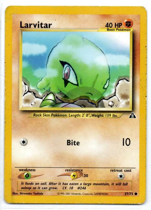 1995-2001 Nintendo, Creatures, GAMEFREAK - Neo Discovery - Pokemon Larvitar 57/75 Common