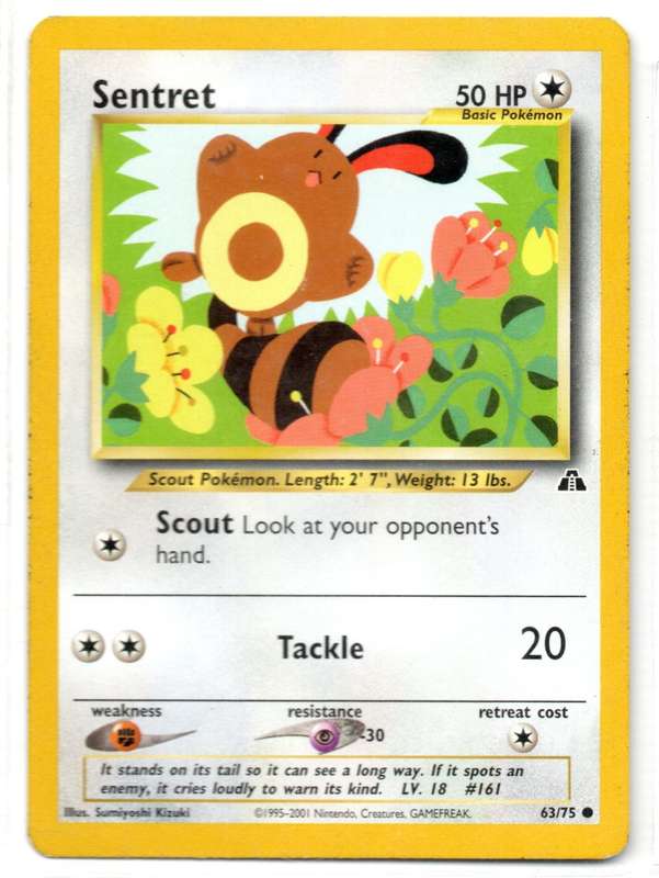 1995-2001 Nintendo, Creatures, GAMEFREAK - Neo Discovery - Pokemon Sentret 63/75 Common