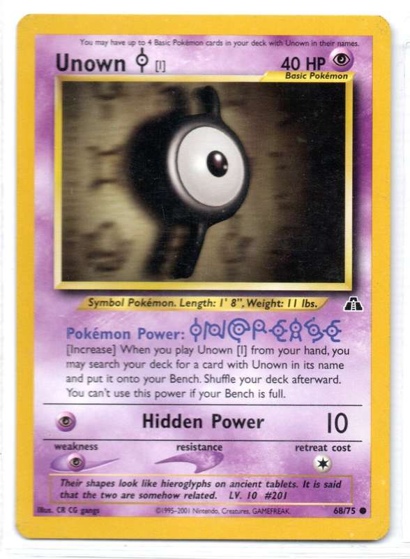 1995-2001 Nintendo, Creatures, GAMEFREAK - Neo Discovery - Pokemon Unown [I] 68/75 Common