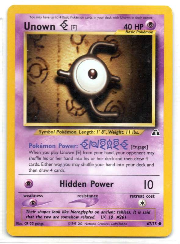 1995-2001 Nintendo, Creatures, GAMEFREAK - Neo Discovery - Pokemon Unown [E] 67/75 Common