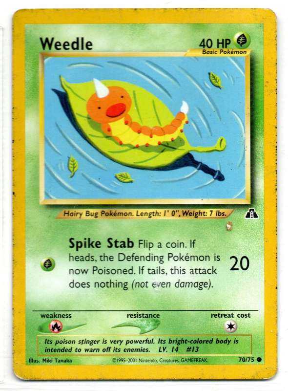 1995-2001 Nintendo, Creatures, GAMEFREAK - Neo Discovery - Pokemon Weedle 70/75 Common
