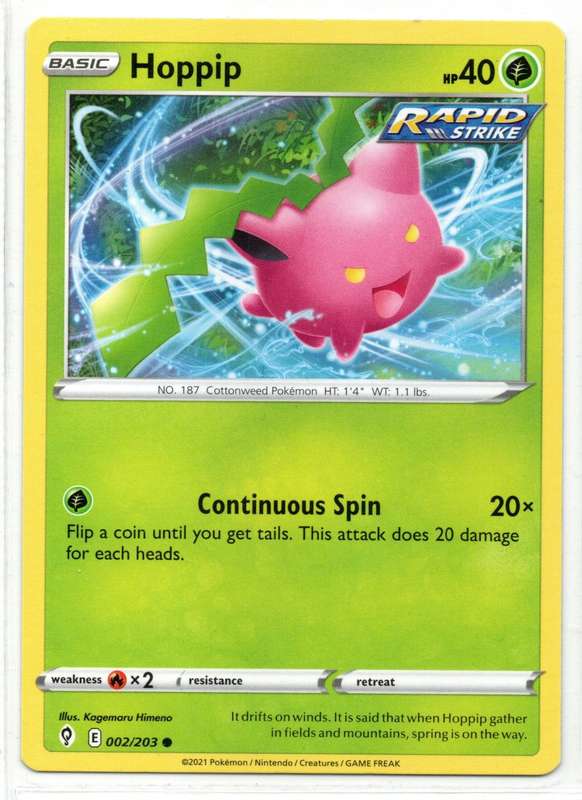 2021 Pokemon/Nintendo/Creatures/GAMEFREAK - Evolving Skies - Hoppip 2/203 Common