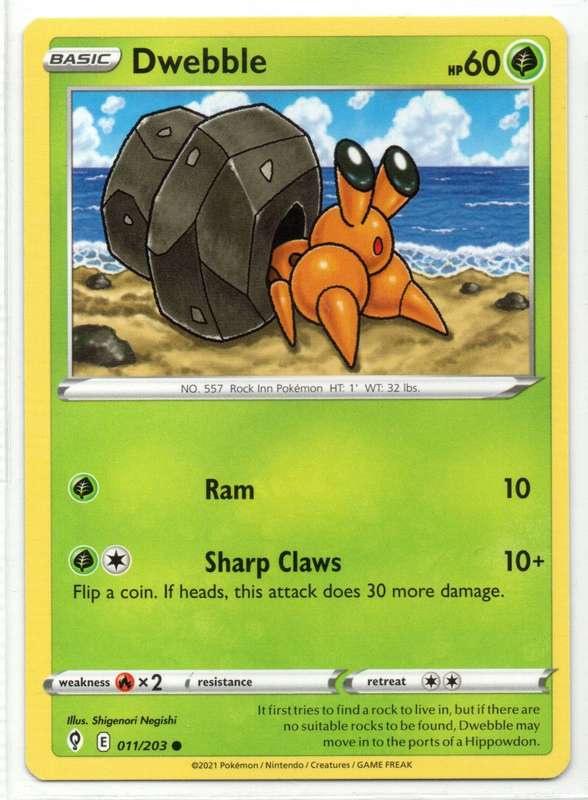 2021 Pokemon/Nintendo/Creatures/GAMEFREAK - Evolving Skies - Dwebble 11/203 Common