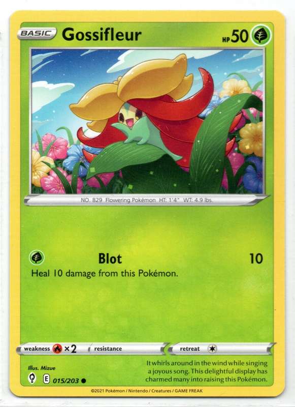 2021 Pokemon/Nintendo/Creatures/GAMEFREAK - Evolving Skies - Gossifleur 15/203 Common