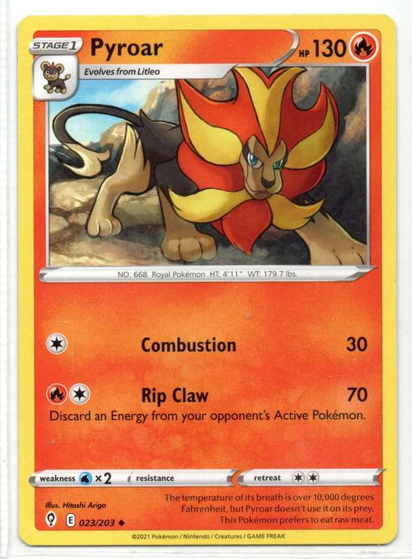 2021 Pokemon/Nintendo/Creatures/GAMEFREAK - Evolving Skies - Pyroar 23/203 Uncommon