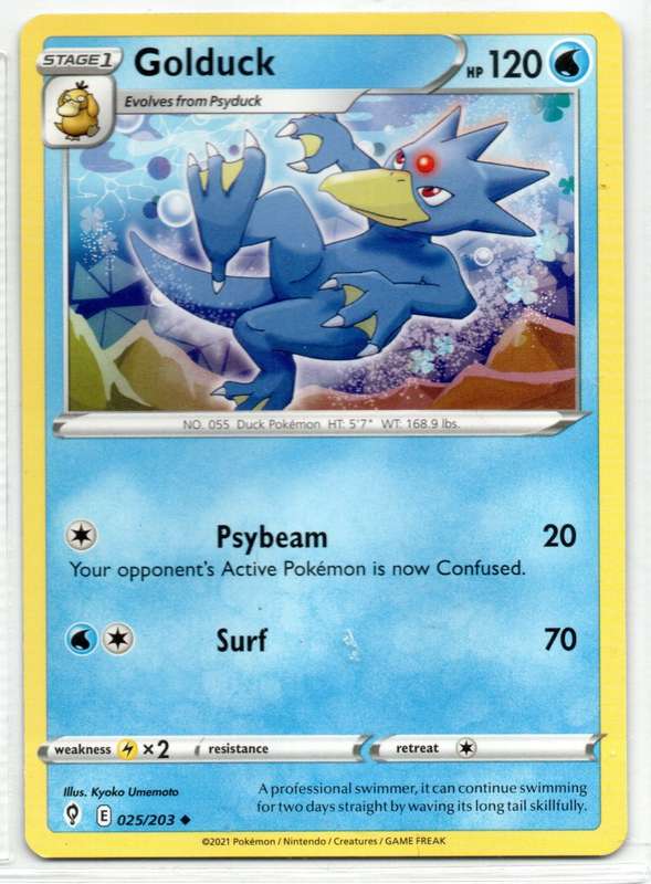 2021 Pokemon/Nintendo/Creatures/GAMEFREAK - Evolving Skies - Golduck 25/203 Uncommon