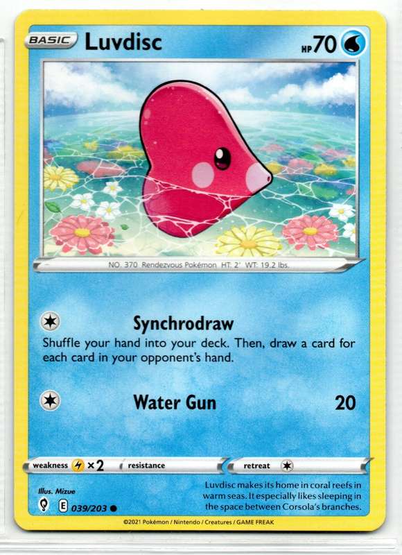 2021 Pokemon/Nintendo/Creatures/GAMEFREAK - Evolving Skies - Luvdisc 39/203 Common