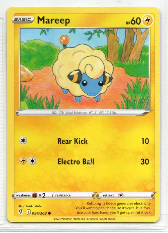 2021 Pokemon/Nintendo/Creatures/GAMEFREAK - Evolving Skies - Mareep 54/203 Common