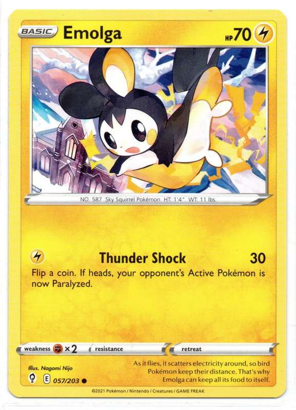 2021 Pokemon/Nintendo/Creatures/GAMEFREAK - Evolving Skies - Emolga 57/203 Common