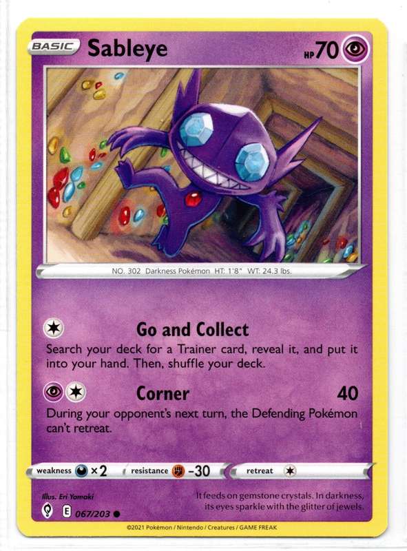 2021 Pokemon/Nintendo/Creatures/GAMEFREAK - Evolving Skies - Sableye 67/203 Common