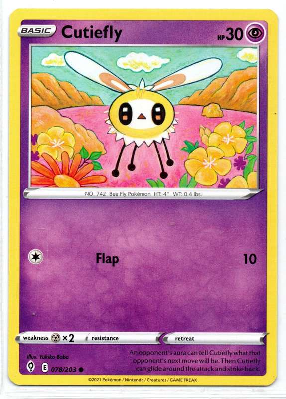 2021 Pokemon/Nintendo/Creatures/GAMEFREAK - Evolving Skies - Cutiefly 78/203 Common